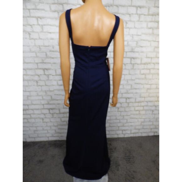$220 BHLDN Ashlynn Square Neck Side Slit Crepe Gown in Navy 24W NEW B996 - Picture 13 of 16